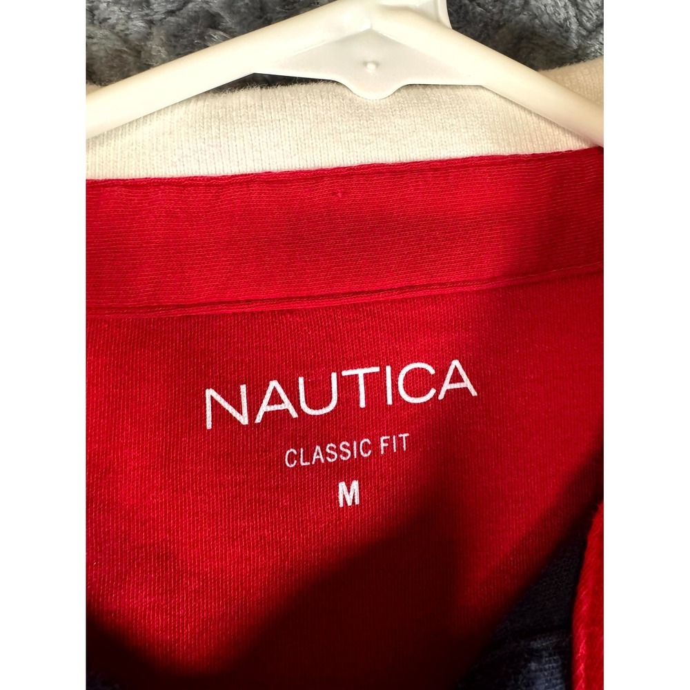 Nautica Polo Shirt Men Medium Navy Blue Cotton Golf Classic Fit Embroidered Logo - Picture 4 of 7